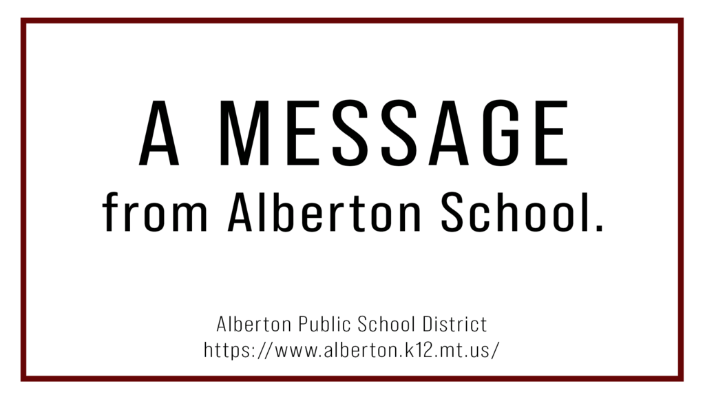 white rectangle with maroon outline A MESSAGE FROM ALBERTON SCHOOL