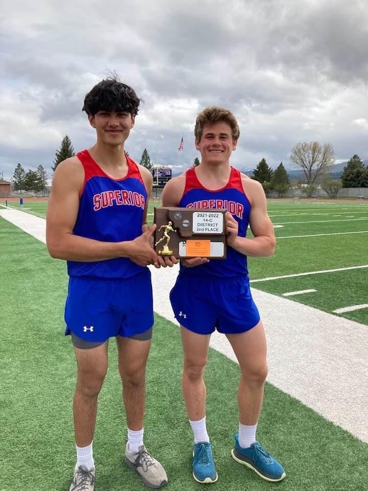 Alberton seniors Cy Bay and Silas Acker hold the District 14C 2nd place plaque